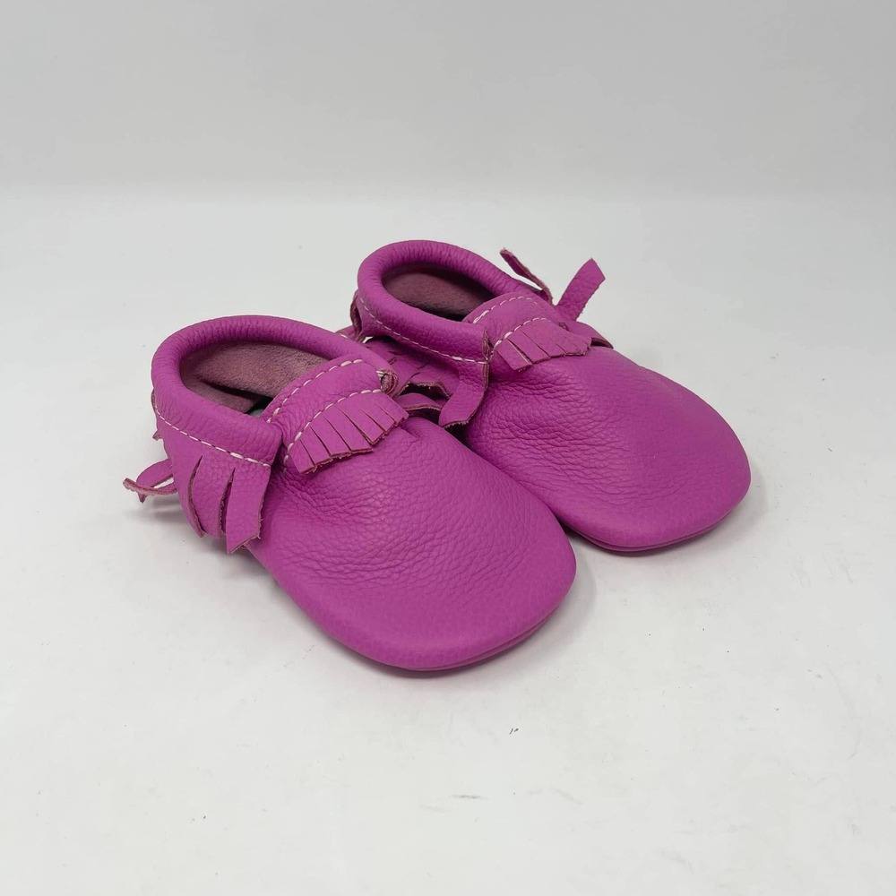 Freshly Picked Baby Shoes Fringe Moccasin Toddler Girls 10 Mini Sole Bright Pink